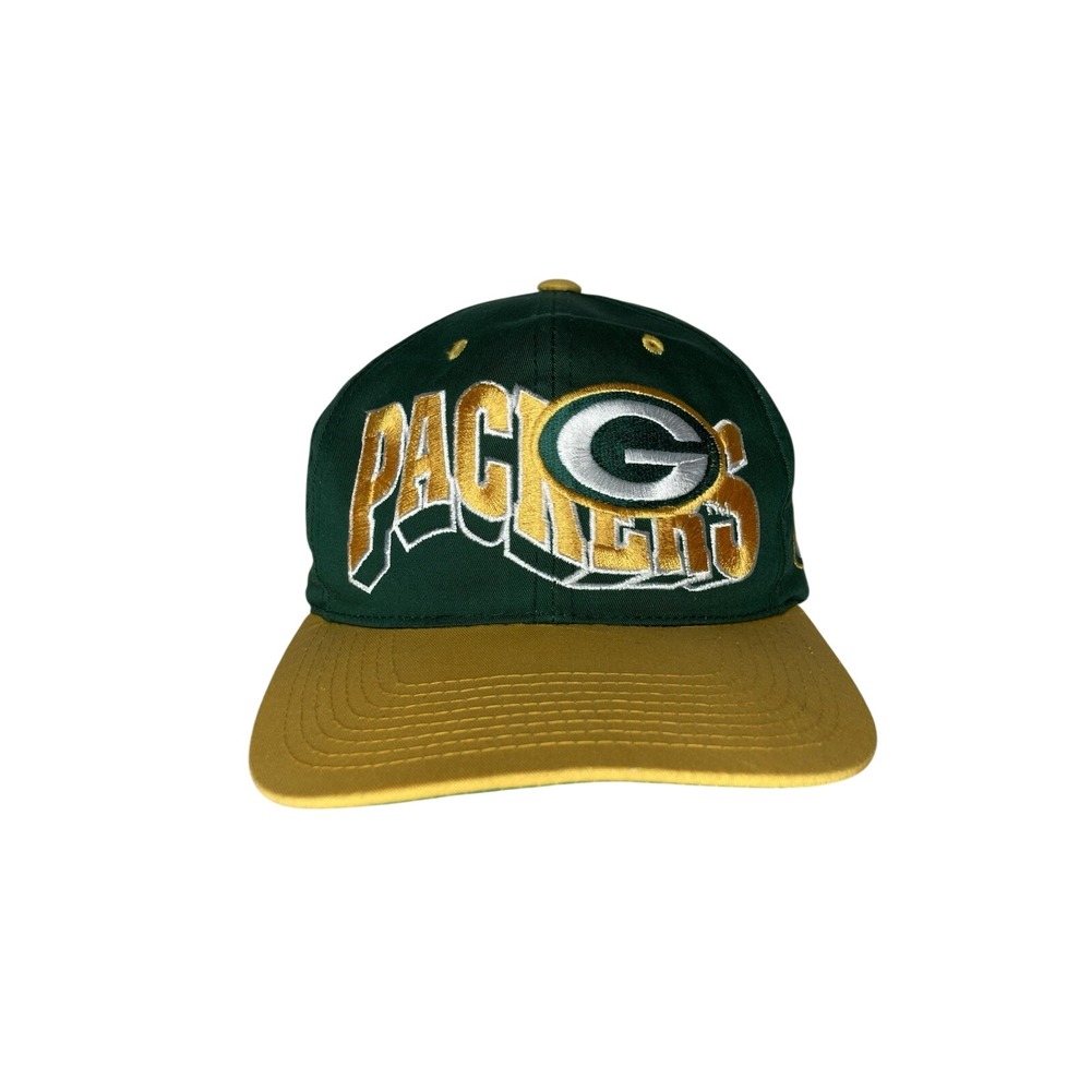 Vintage Green Bay Packers NFL Green Yellow Football Cap Hat Snapback OSFA 90s